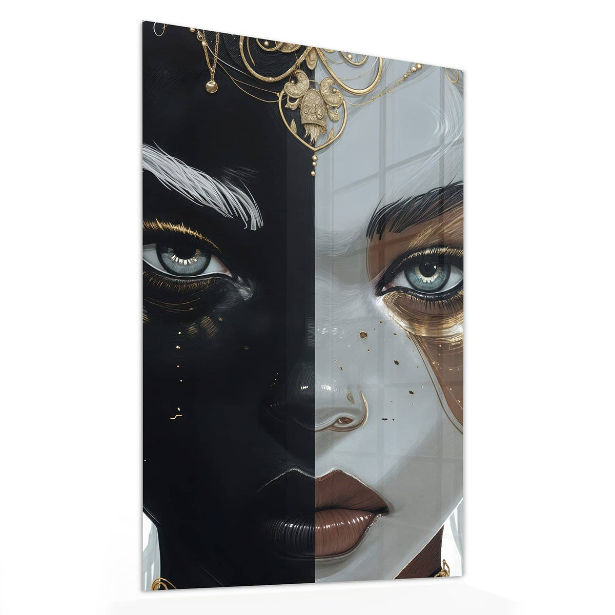 11 Größen – von 30 × 60 bis 60 × 150 cm – Wandbild - Zweigeteiltes Gesicht - Hochformat
