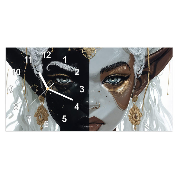 Wanduhr Dualer Elf aus Glas – Querformat 60 × 30 cm mit Ziffernblatt Modern