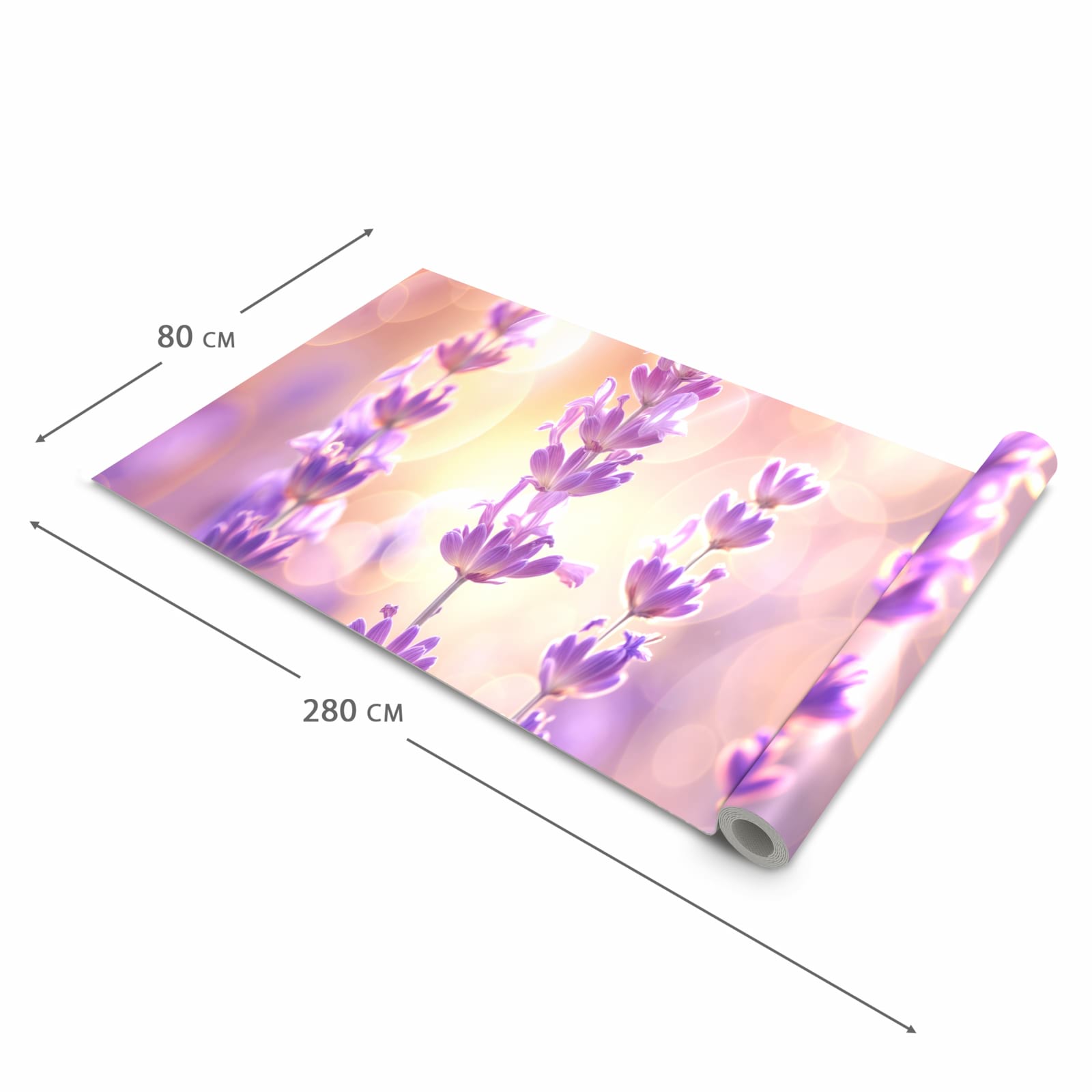 Langlebiger waschbarer Teppich mit Motiv Lavendelblütenfeld in der Grösse 60x300 cm