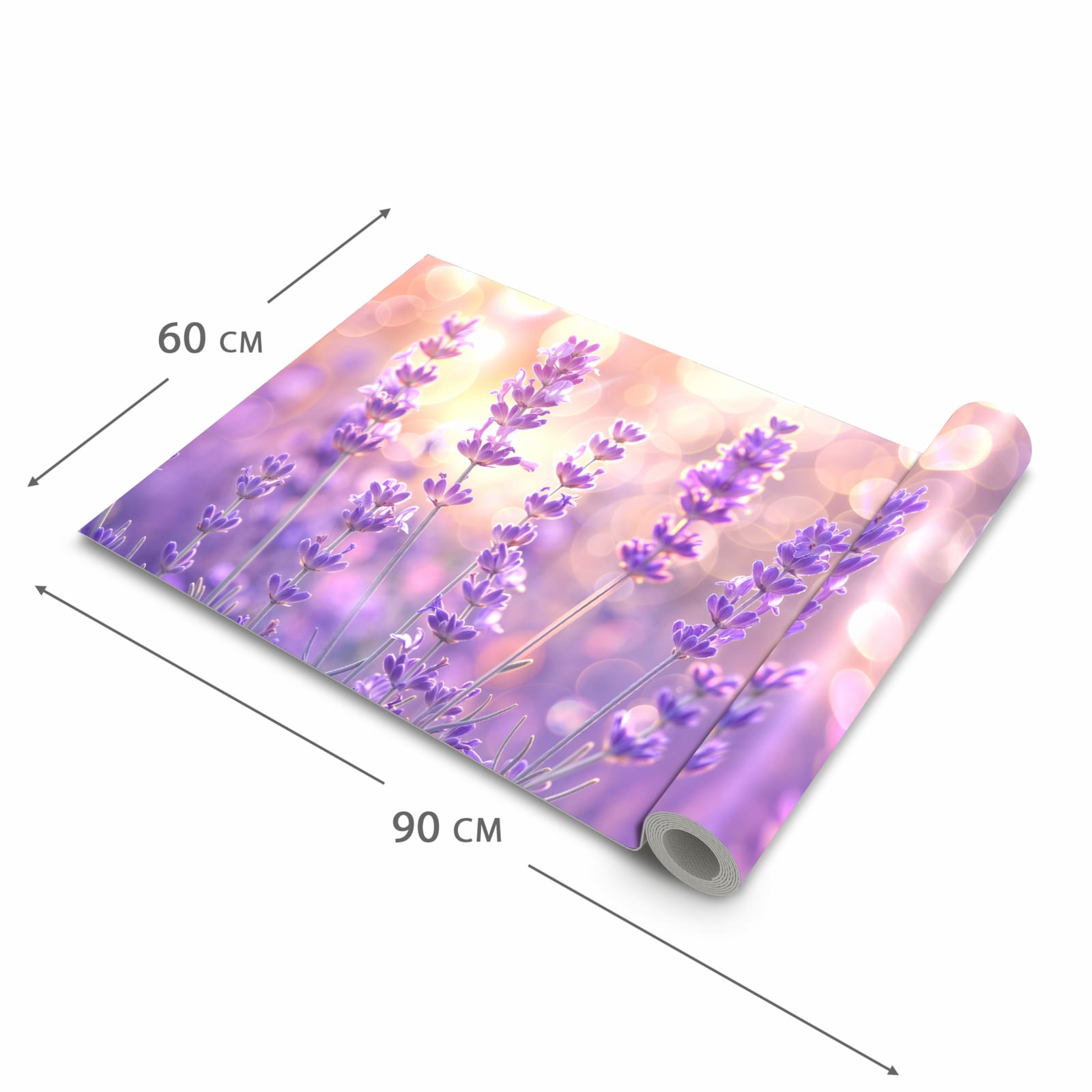 Hygienischer rutschfester Läufer mit Motiv Lavendelblütenfeld in der Grösse 60x270 cm