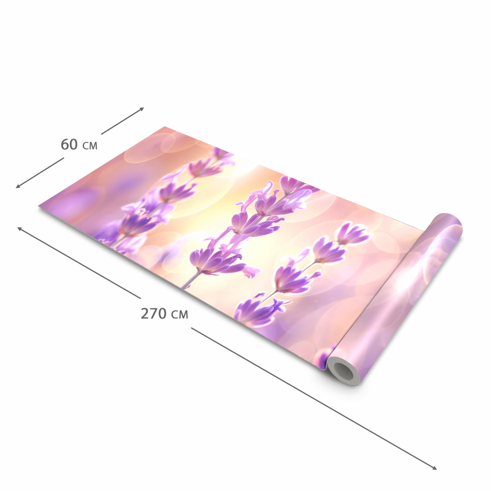 Pflegeleichter langer Teppich mit Motiv Lavendelblütenfeld in der Grösse 60x270 cm