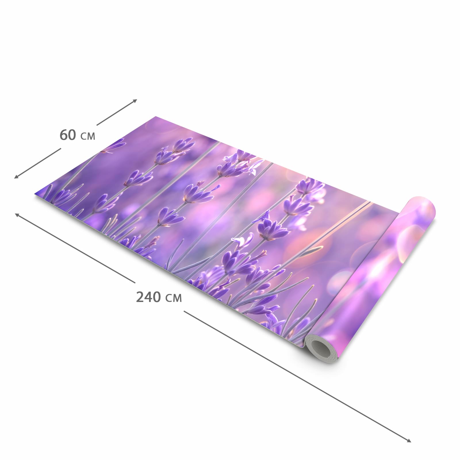 Rutschhemmender waschbarer Küchenläufer mit Motiv Lavendelblütenfeld in der Größe 60x270 cm
