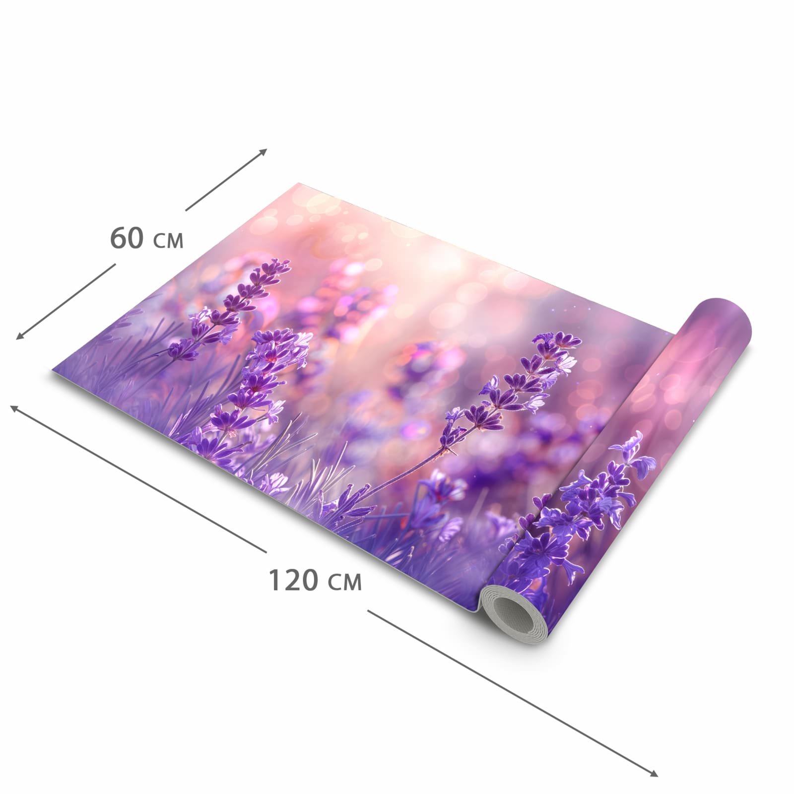 Farbbeständiger Teppich für Küche mit Motiv Lavendeltraum in der Grösse 60x270 cm