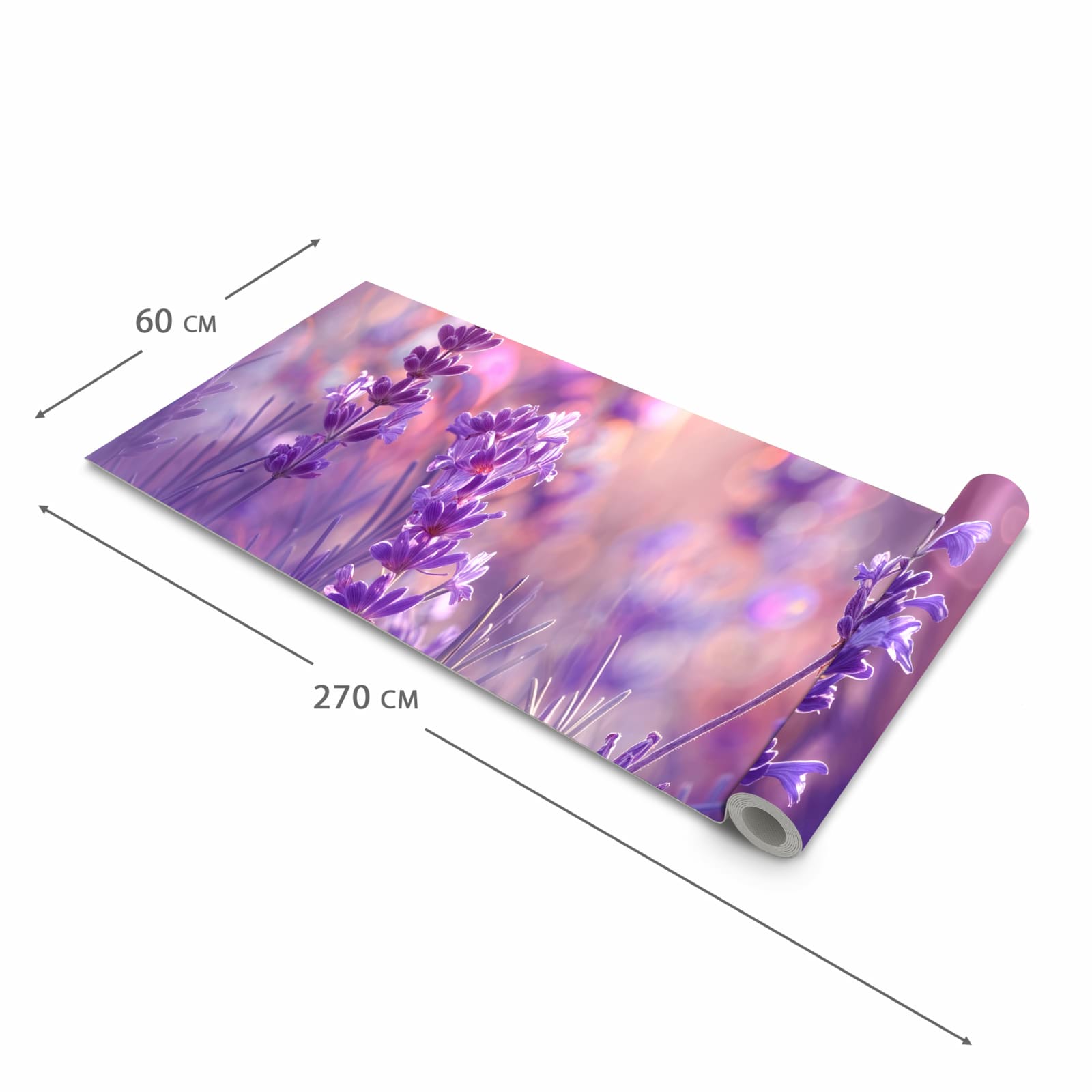 Geräuschdämpfender Küchenteppich mit Motiv Lavendeltraum in der Größe 60x270 cm