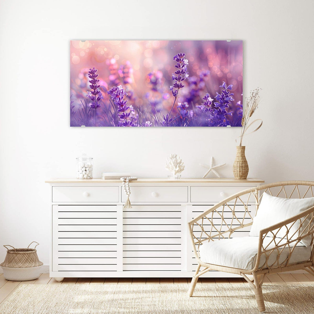 Echtglas, 4 mm – kein Acryl, keine Folie – Wandbild - Lavendeltraum - Querformat
