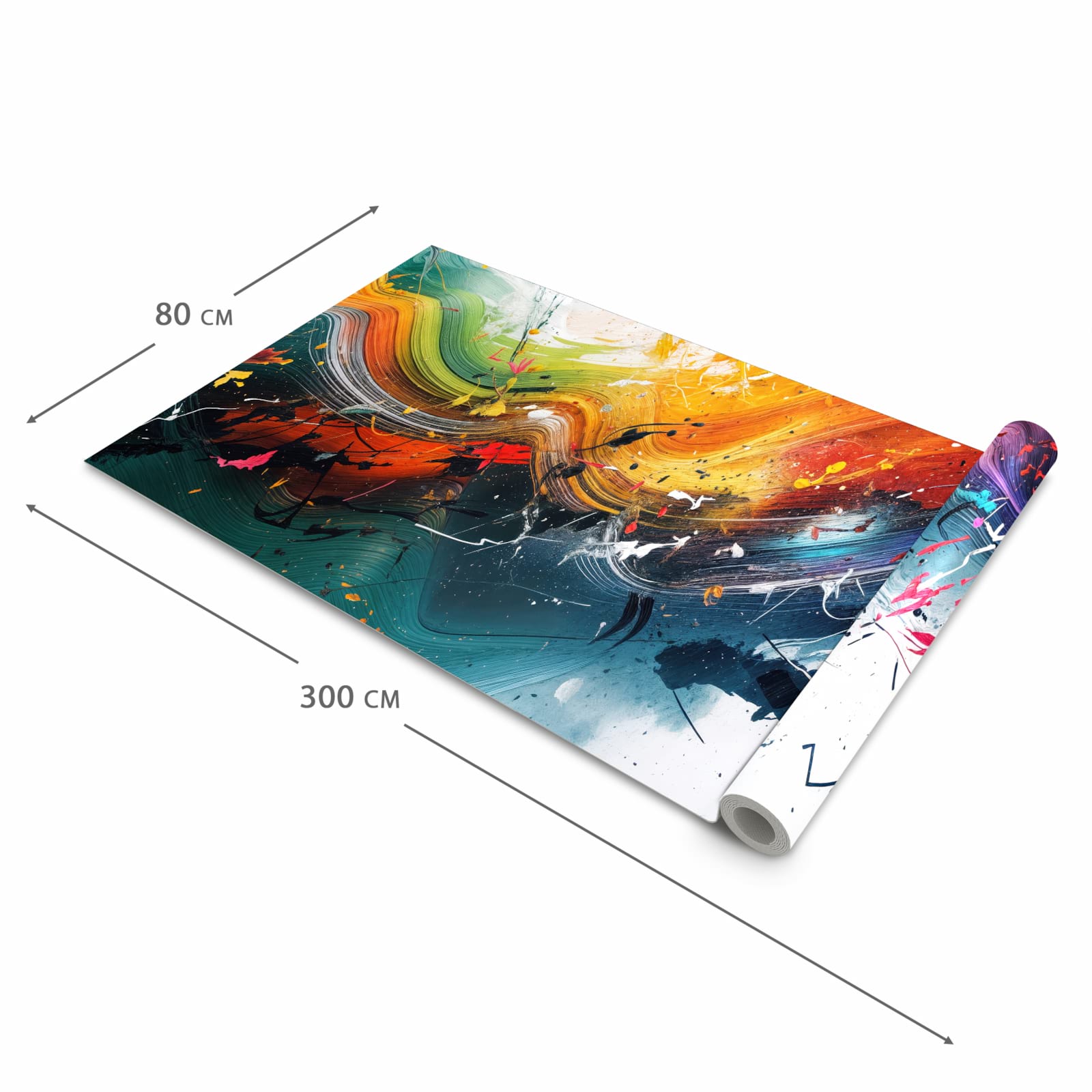 Abwaschbarer Küchenteppich mit Motiv Farbenexplosion in der Größe 60x270 cm schützt den Boden