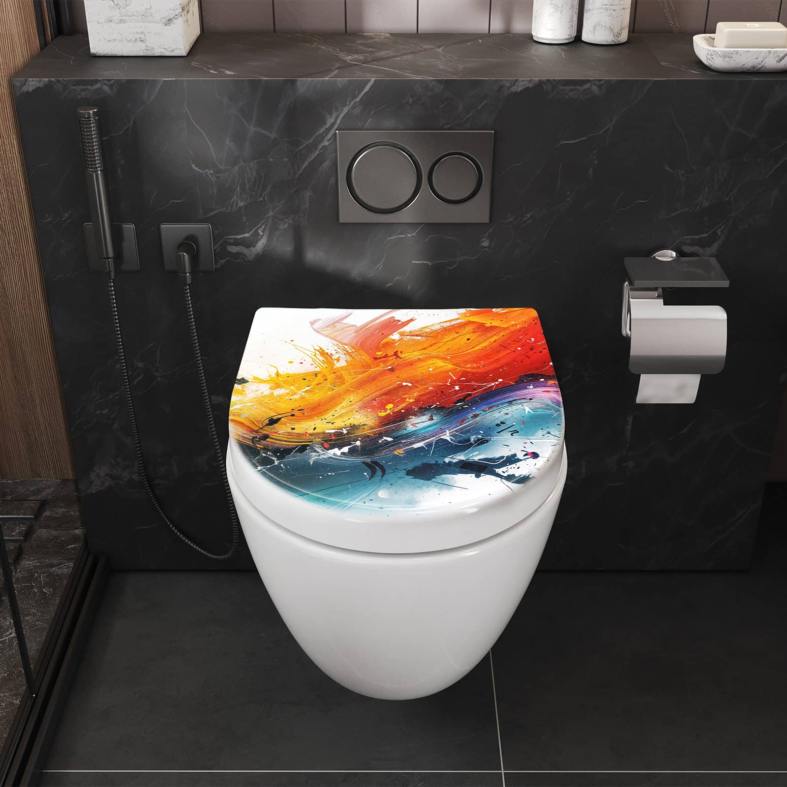 WC-Sitz mit Absenkautomatik Farbenexplosion