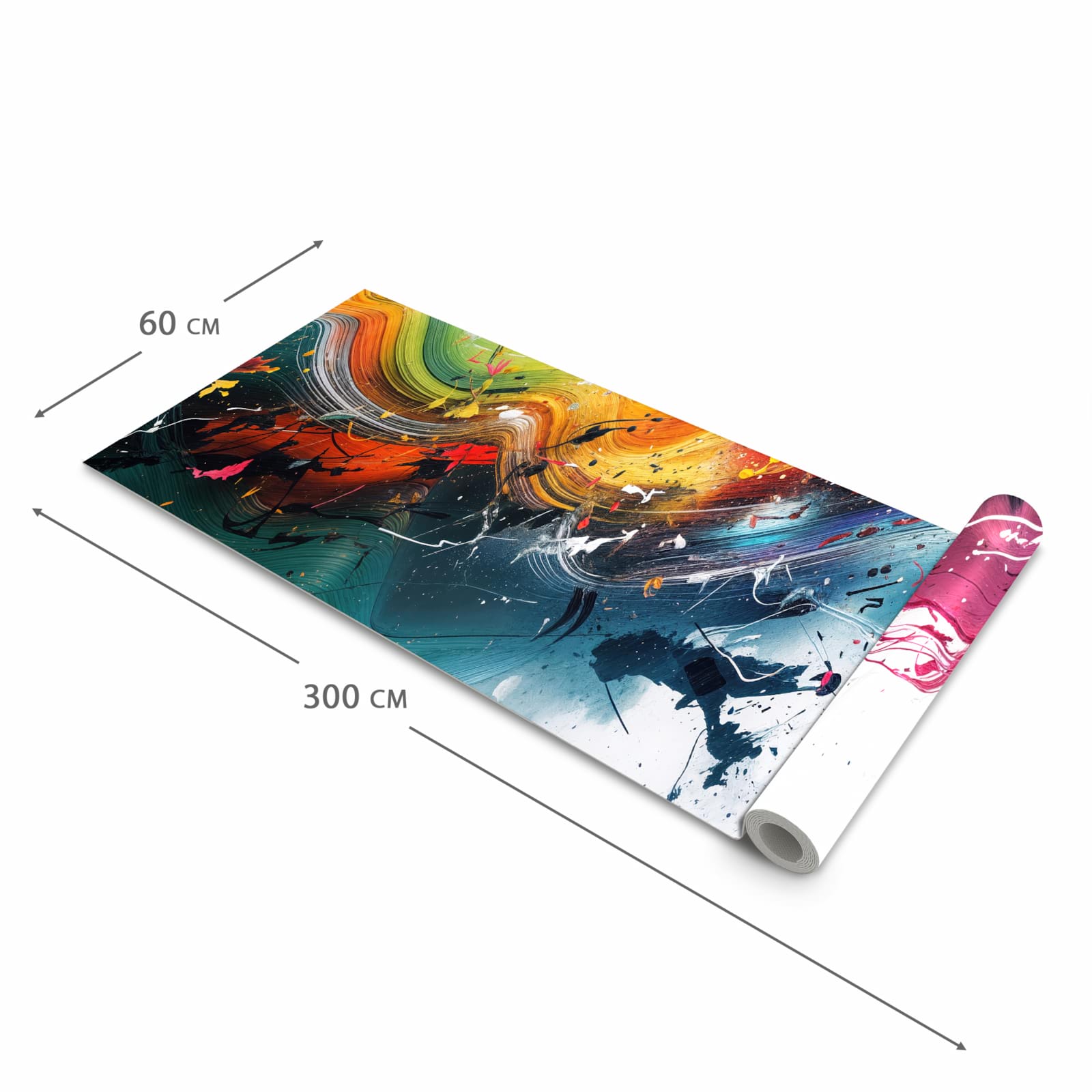 Strapazierfähiger moderner Küchenläufer mit Motiv Farbenexplosion in der Größe 60x270 cm