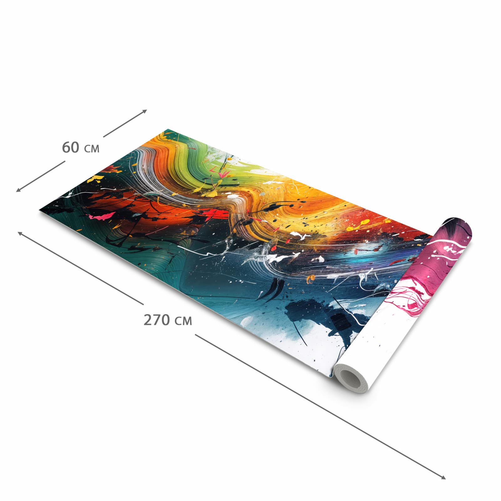 Hygienischer rutschfester Küchenläufer mit Motiv Farbenexplosion in der Grösse 60x270 cm