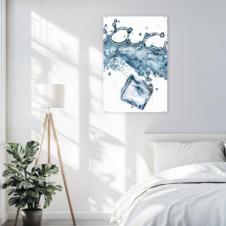 Maße Wandbild - Eiswürfel im Wasser - Hochformat