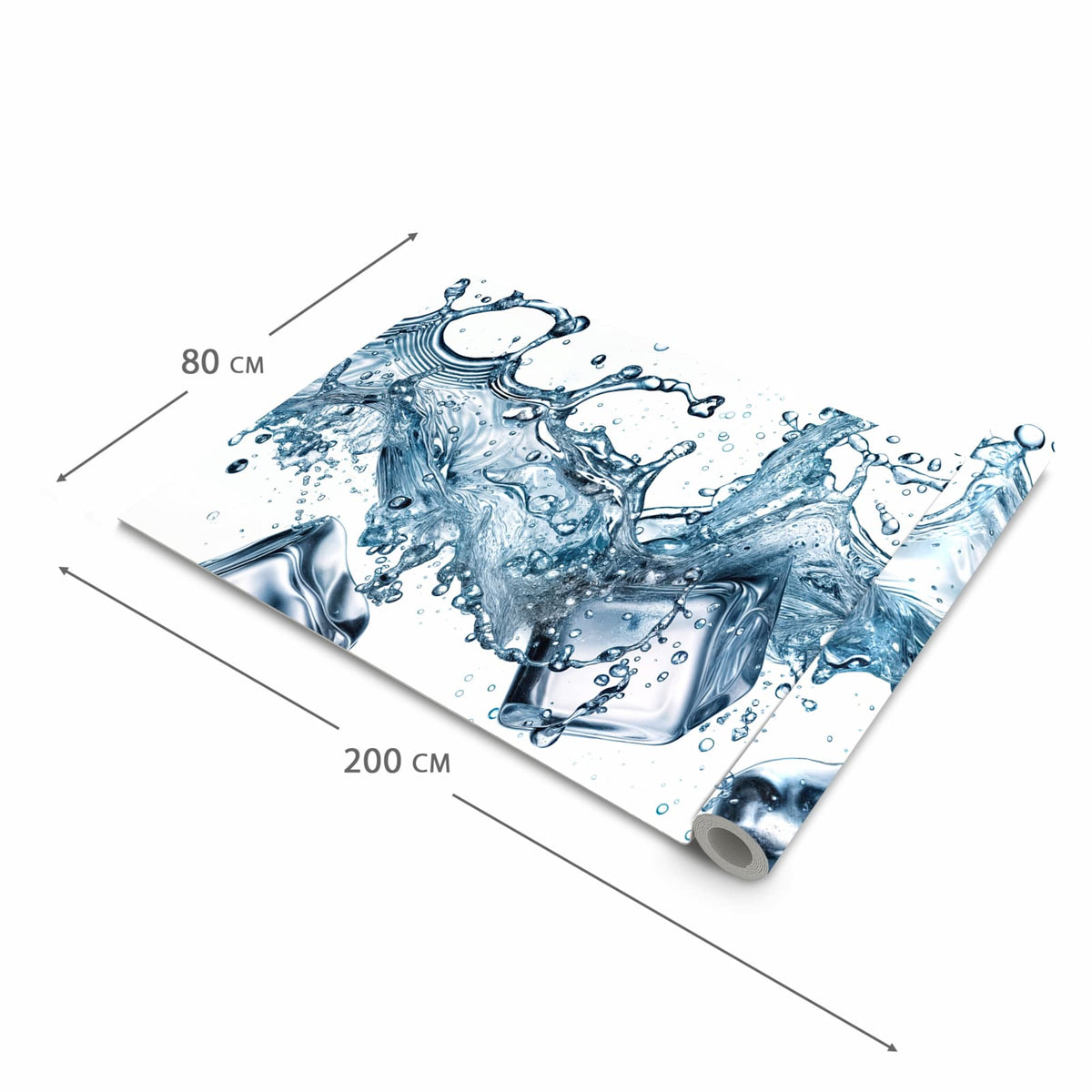 Feuchtigkeitsresistenter waschbarer Küchenteppich mit Motiv Wasserspritzer in der Grösse 60x240 cm