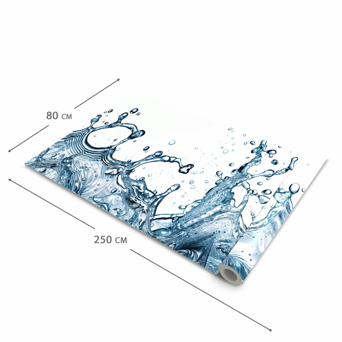 Bodenschonender Teppich fürs Esszimmer mit Motiv Wasserspritzer in der Größe 60x240 cm