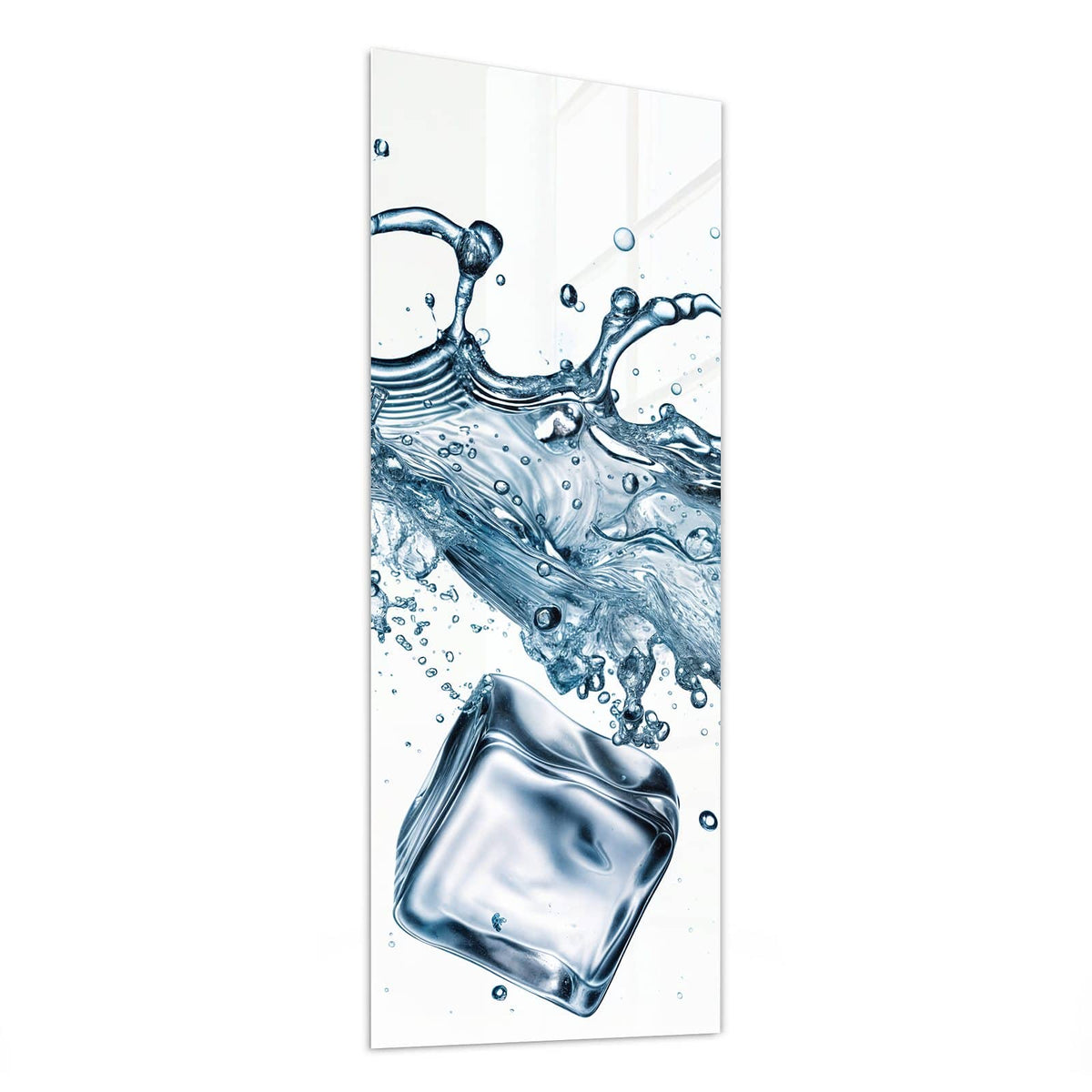 Glasbild Eiswürfel im Wasser von der Seite, 4 mm Echtglas