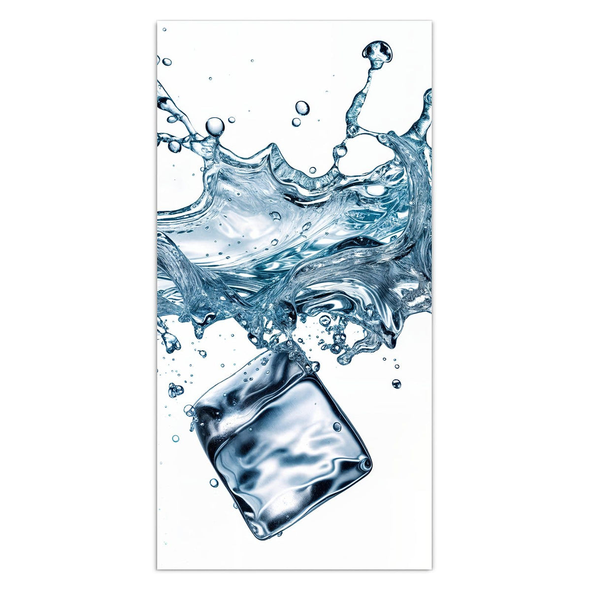 11 Größen – von 30 × 60 bis 60 × 150 cm – Wandbild - Eiswürfel im Wasser - Hochformat
