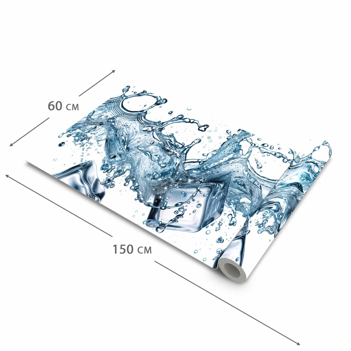 Waschbarer Küchenläufer mit Motiv Wasserspritzer in der Größe 60x240 cm für angenehme Haptik