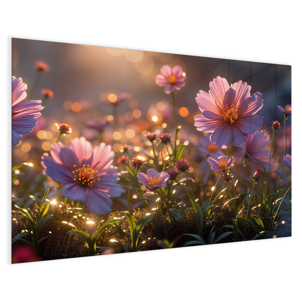 4 mm Glas statt lackiertem Blech – Magnettafel - Rosa Blütenwiese