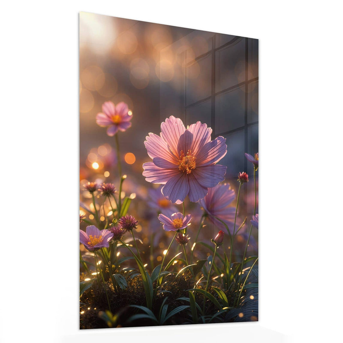11 Größen – von 30 × 60 bis 60 × 150 cm – Wandbild - Rosa Blütenwiese - Hochformat