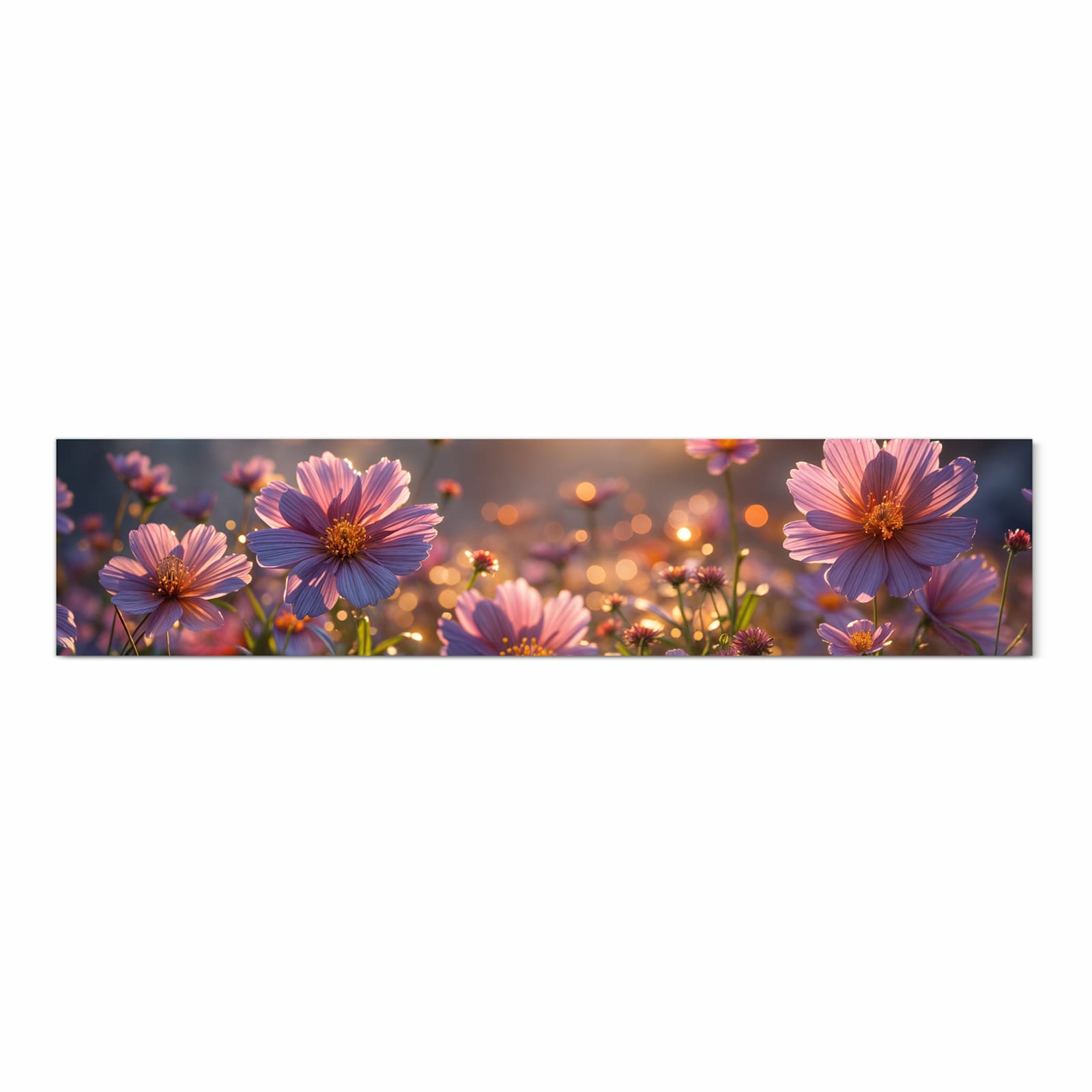 Schmutzabweisender Küchenvorleger mit Motiv Blumenwiesebei Sonnenaufgang in Frontansicht