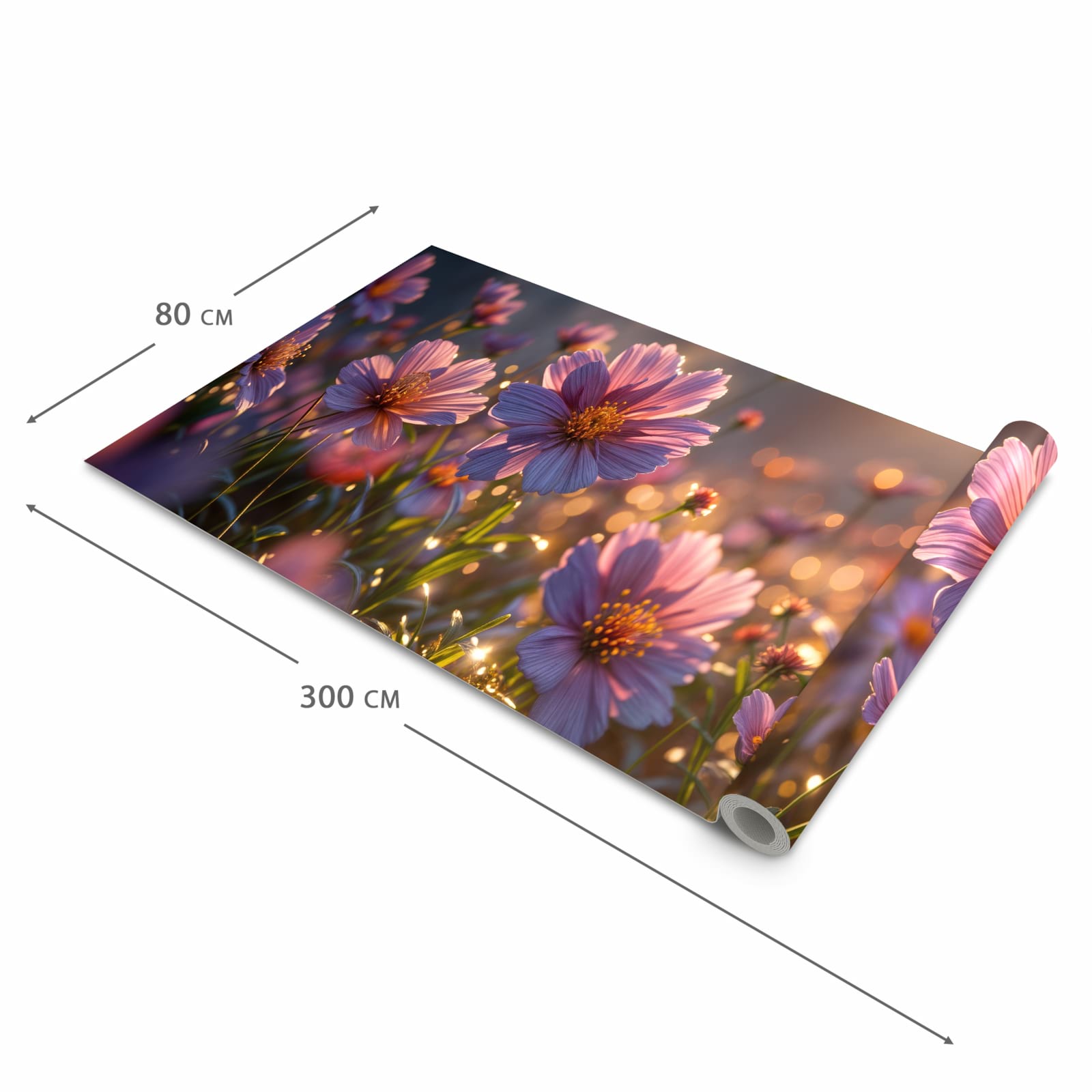 Pflegeleichter Küchenläufer mit Motiv Blumenwiesebei Sonnenaufgang in der Grösse 60x180 cm