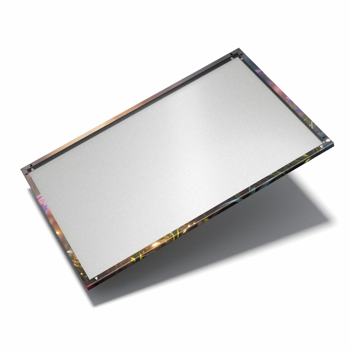 Nur 7 mm – liegt eng an der Wand – Metall Magnettafel - Rosa Blütenwiese