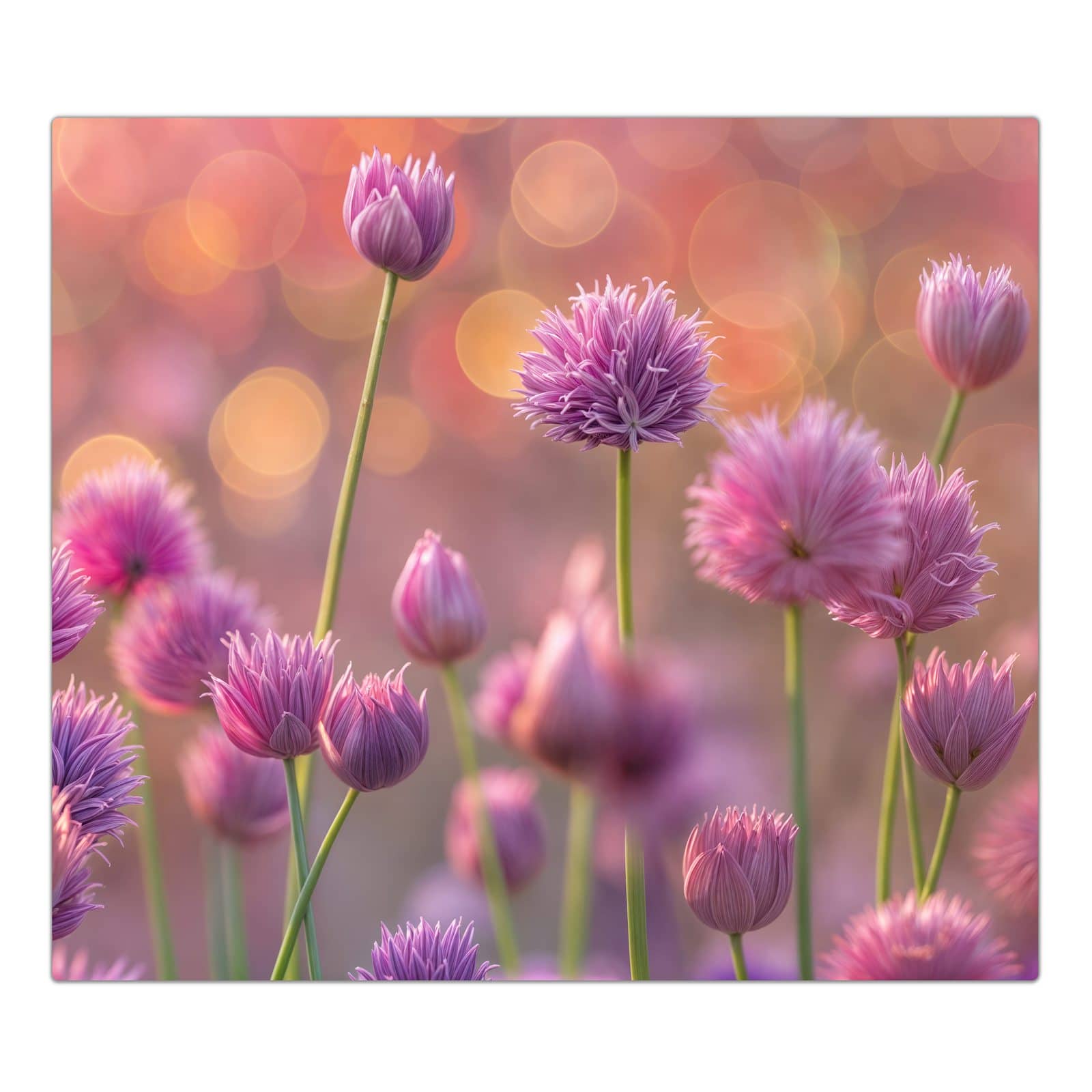 1-teilige Abdeckplatte für Ceranfeld mit Blühende Zierlauch-Motiv in der Frontansicht #grösse_1-Teilig (60x52cm)