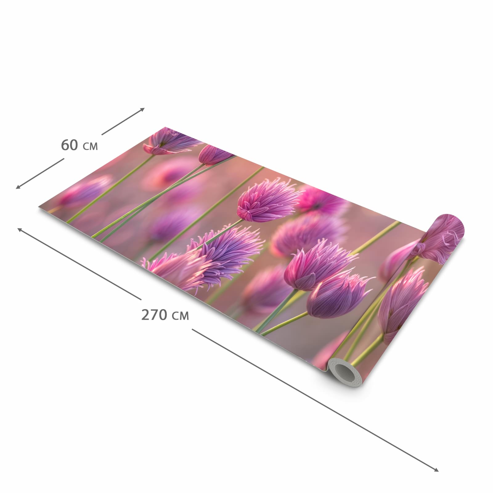 Rutschfester Küchenläufer nach Maß mit Motiv Blühende Zierlauch in der Größe 60x180 cm