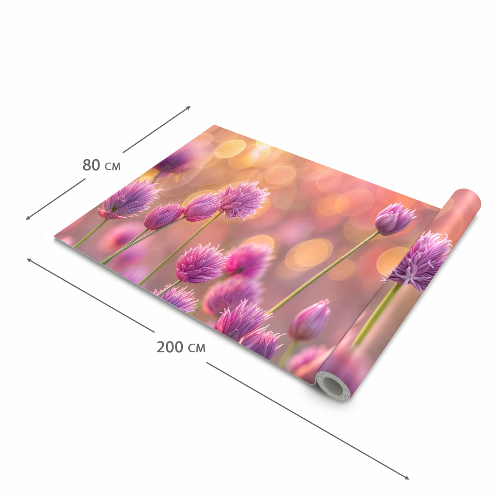 Abwaschbarer Küchenläufer mit Motiv Blühende Zierlauch in der Grösse 60x180 cm für Ordnung