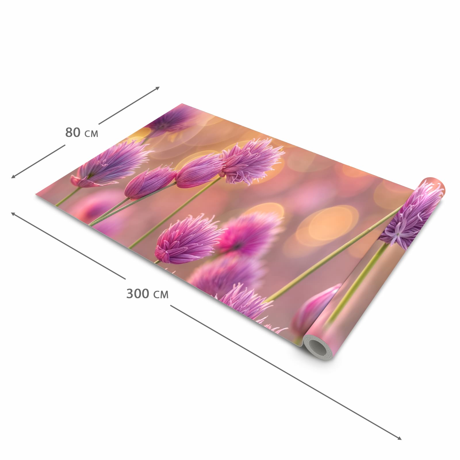 Formstabiler Küchenteppich mit Motiv Blühende Zierlauch in der Grösse 60x180 cm