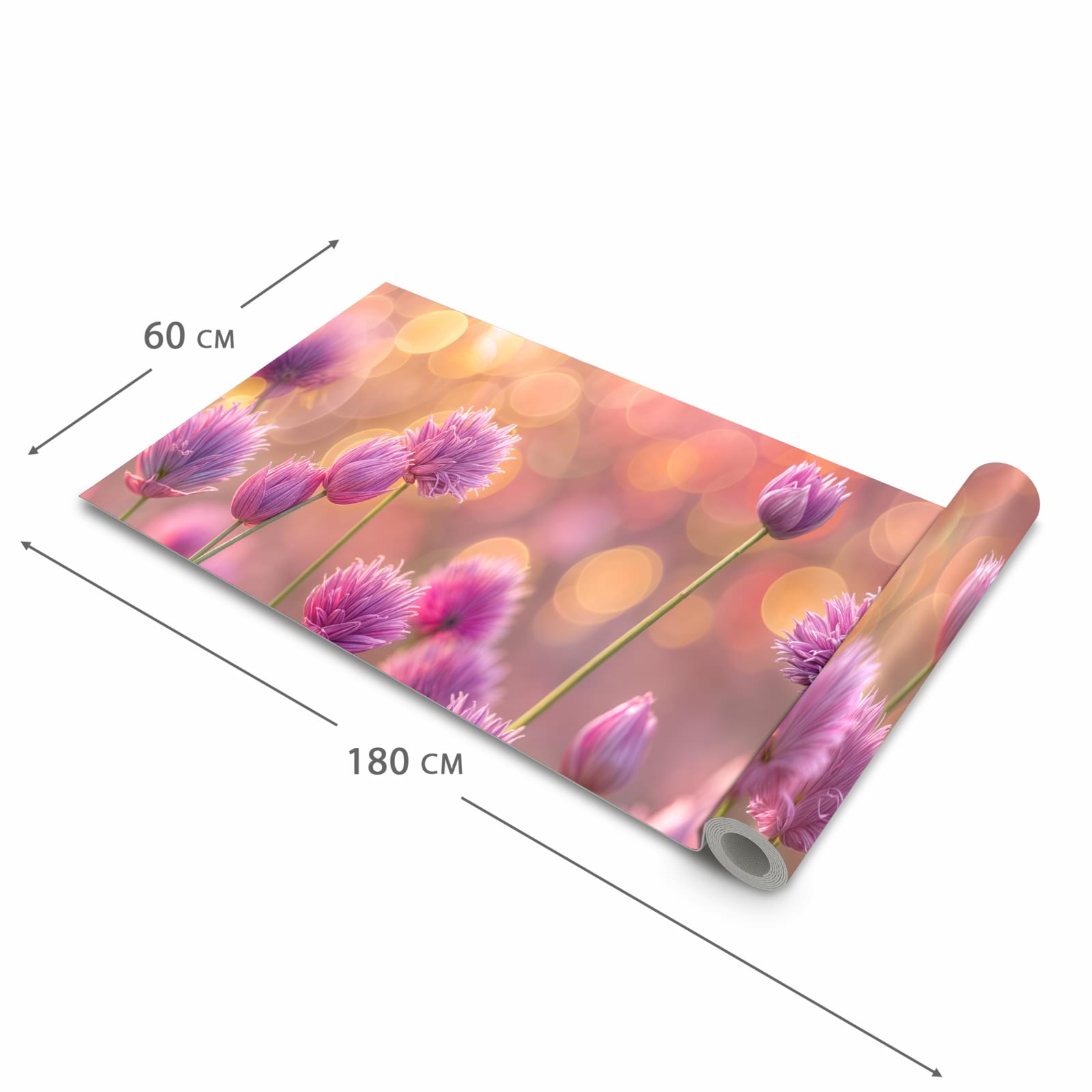 Waschbarer rutschfester Küchenläufer mit Motiv Blühende Zierlauch in der Größe 60x180 cm