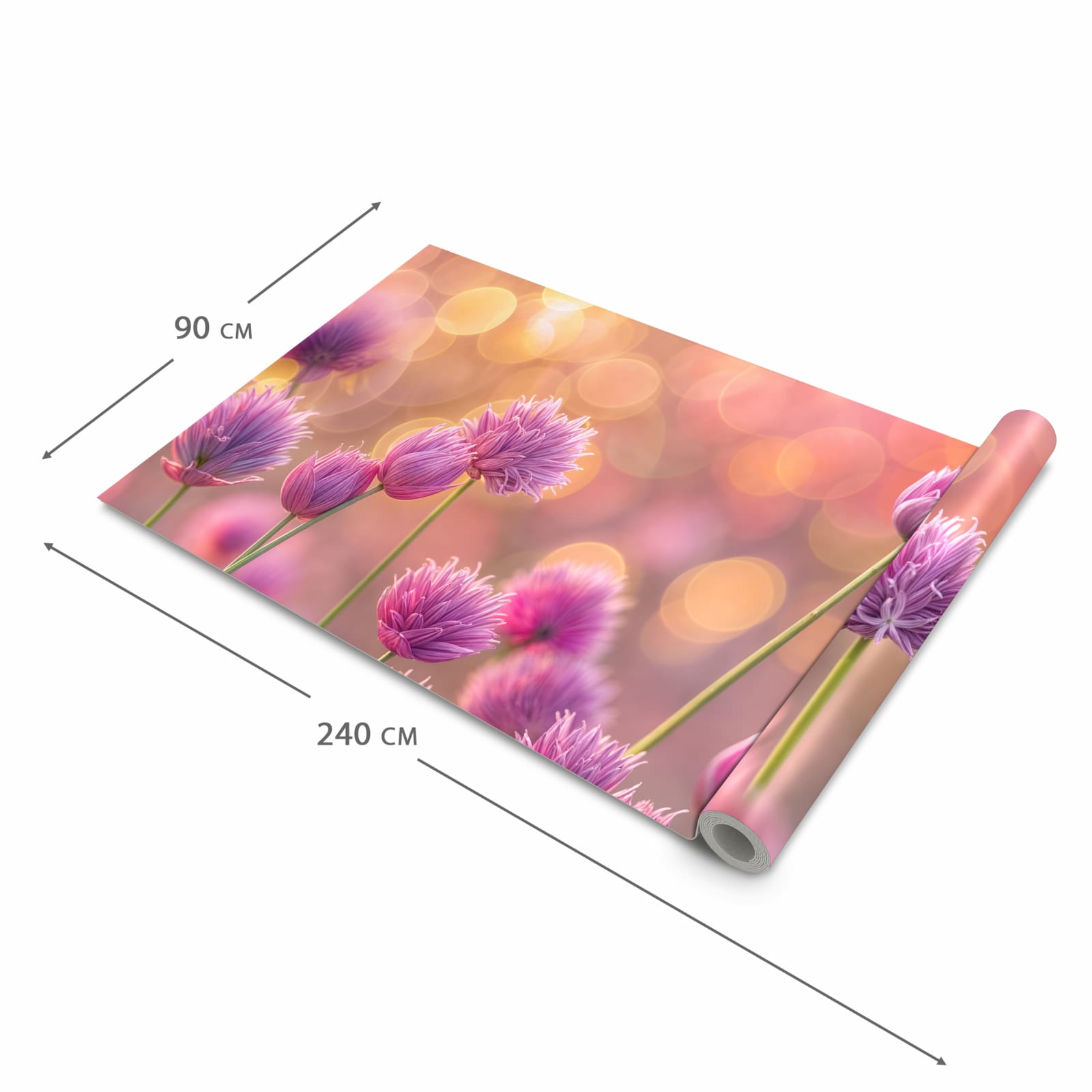 Zeitsparender Küchenteppich mit Motiv Blühende Zierlauch in der Grösse 60x180 cm