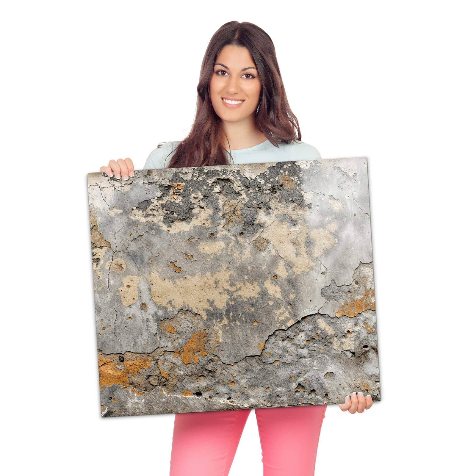 Herdabdeckplatte für Ceranfeld mit Verwitterte Wand-Motiv wird zur Größendarstellung gehalten