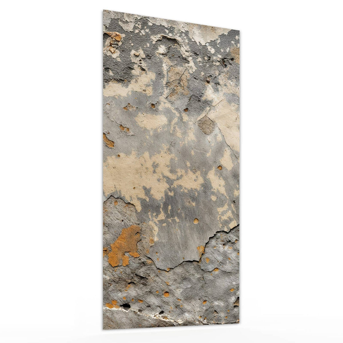 Glasbild Putz in Grau und Ocker von der Seite, 4 mm Echtglas