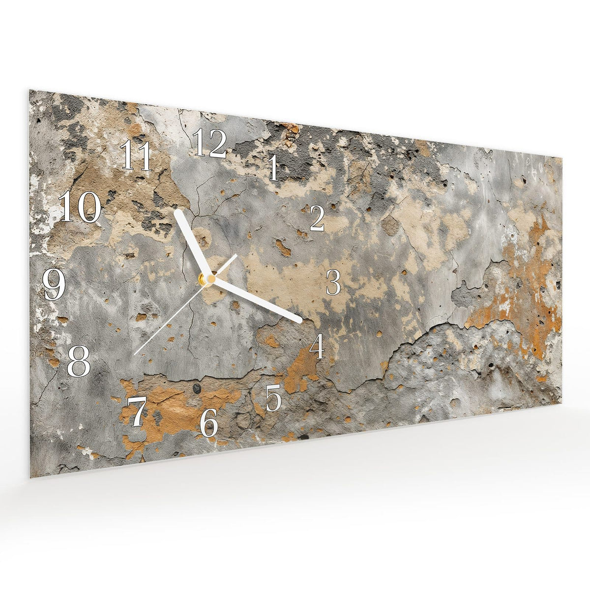 Vormontiert – mit Schwebeeffekt – Wanduhr Verblasste Wand aus Glas – Querformat 60 × 30 cm