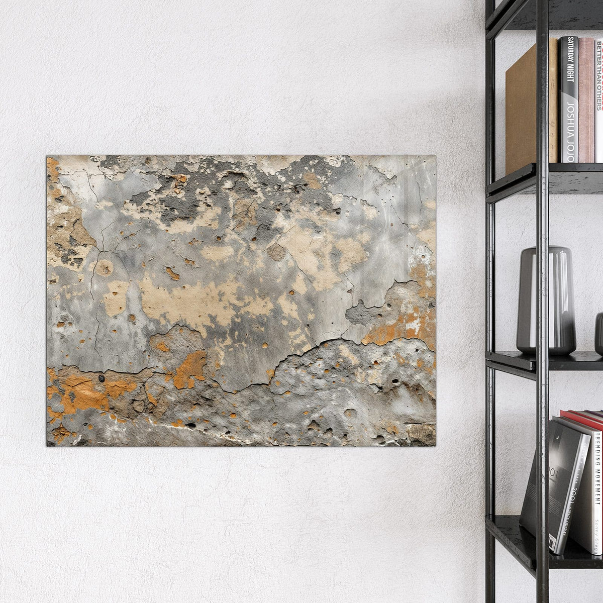 9 Größen – von 30 × 30 bis 120 × 90 cm – Glas Magnettafel - Putz in Grau und Ocker