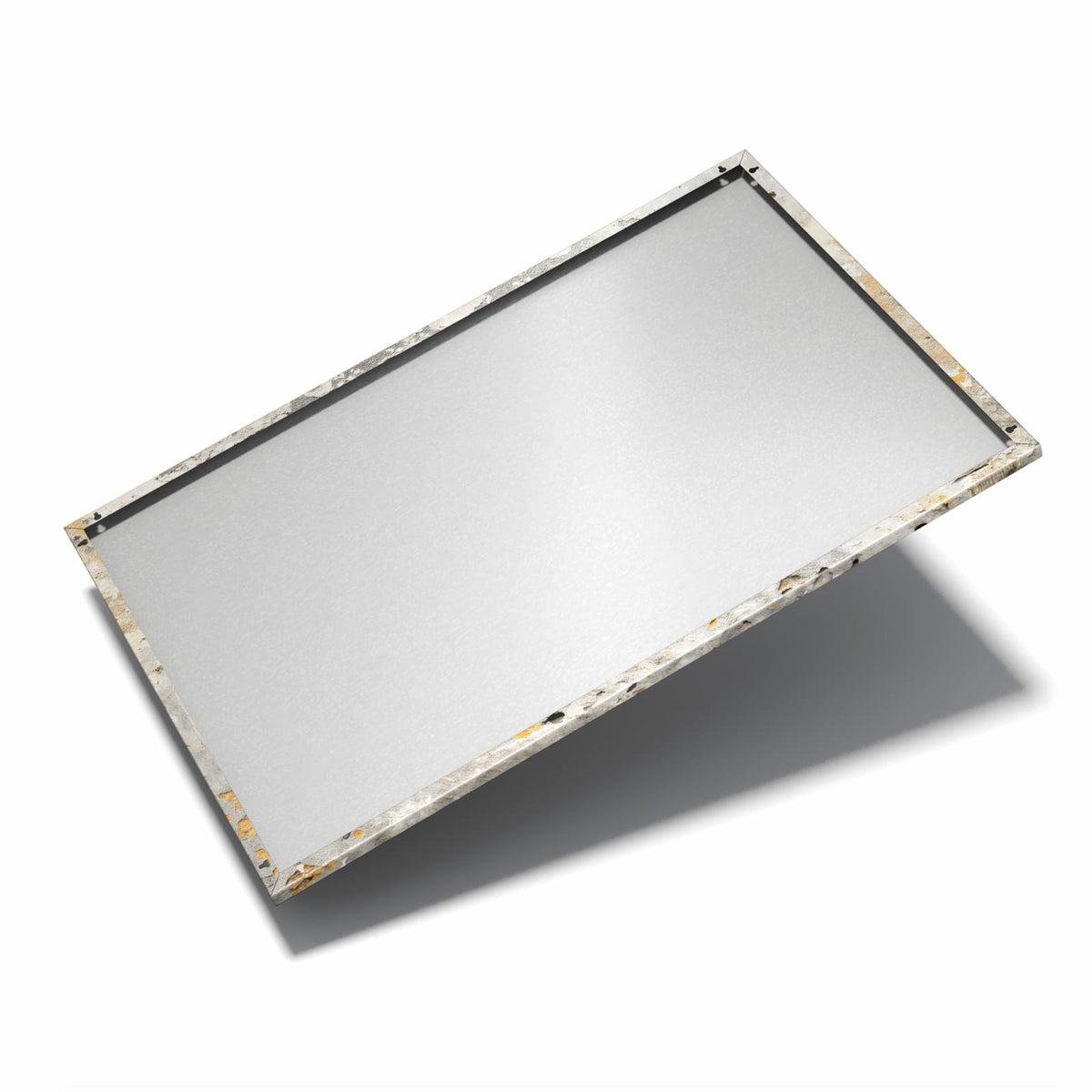 Nur 7 mm – liegt eng an der Wand – Metall Magnettafel - Putz in Grau und Ocker