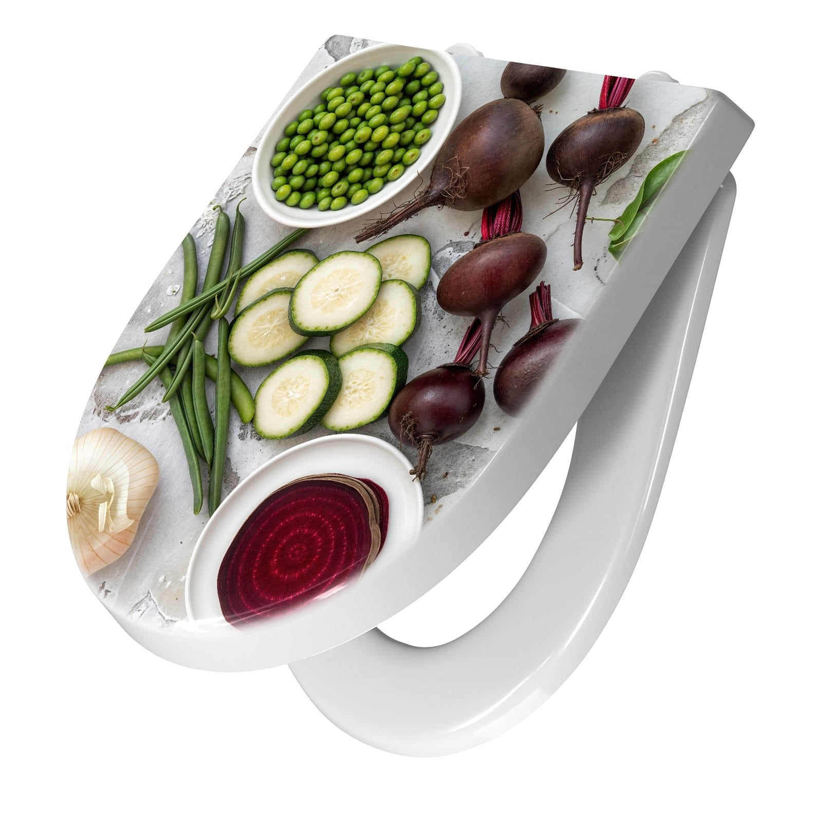 WC-Sitz mit Absenkautomatik Frisches Gemüse Teller