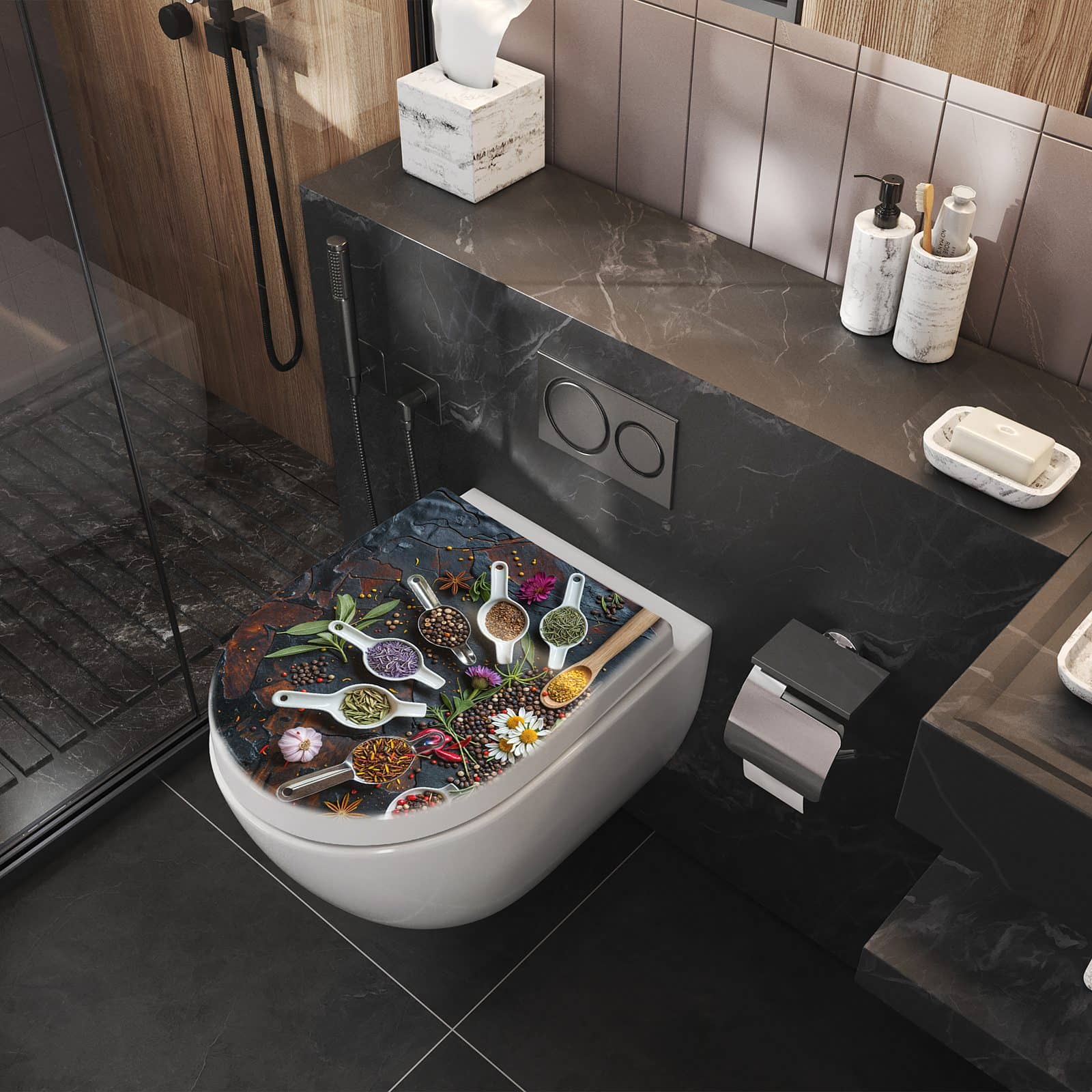 WC-Sitz mit Absenkautomatik Kräuter und Gewürze