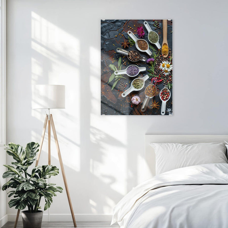 Maße Wandbild - Gewürzkreis mit Löffeln - Hochformat