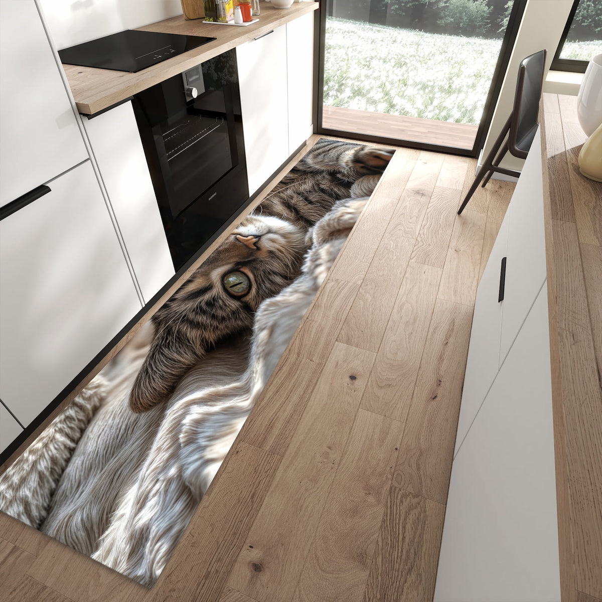 13 Größen – von 60 × 90 bis 80 × 300 cm – Küchenläufer - Gemütliche Katze