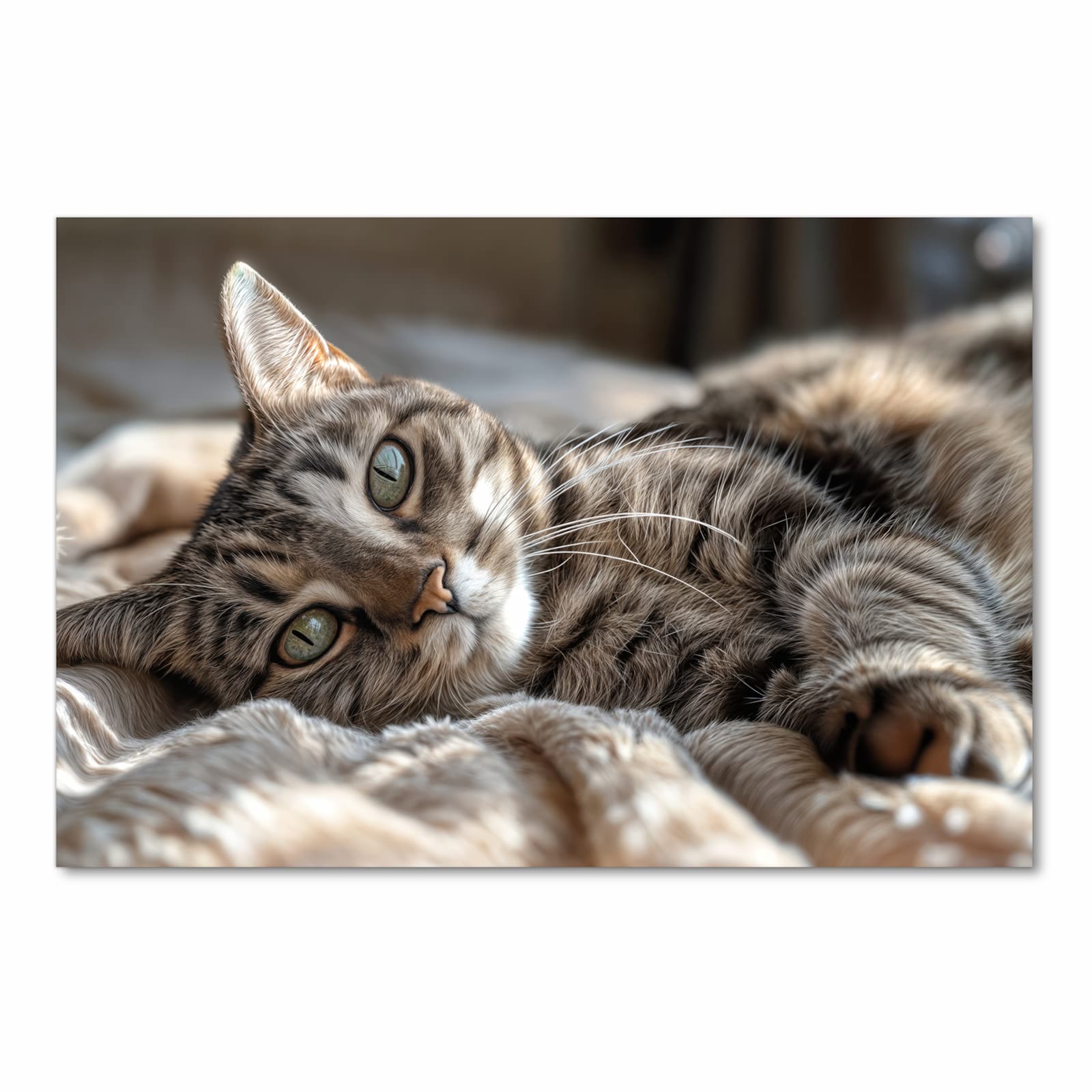 Flacher waschbarer Küchenteppich mit Motiv Gemütliche Katze in Frontansicht