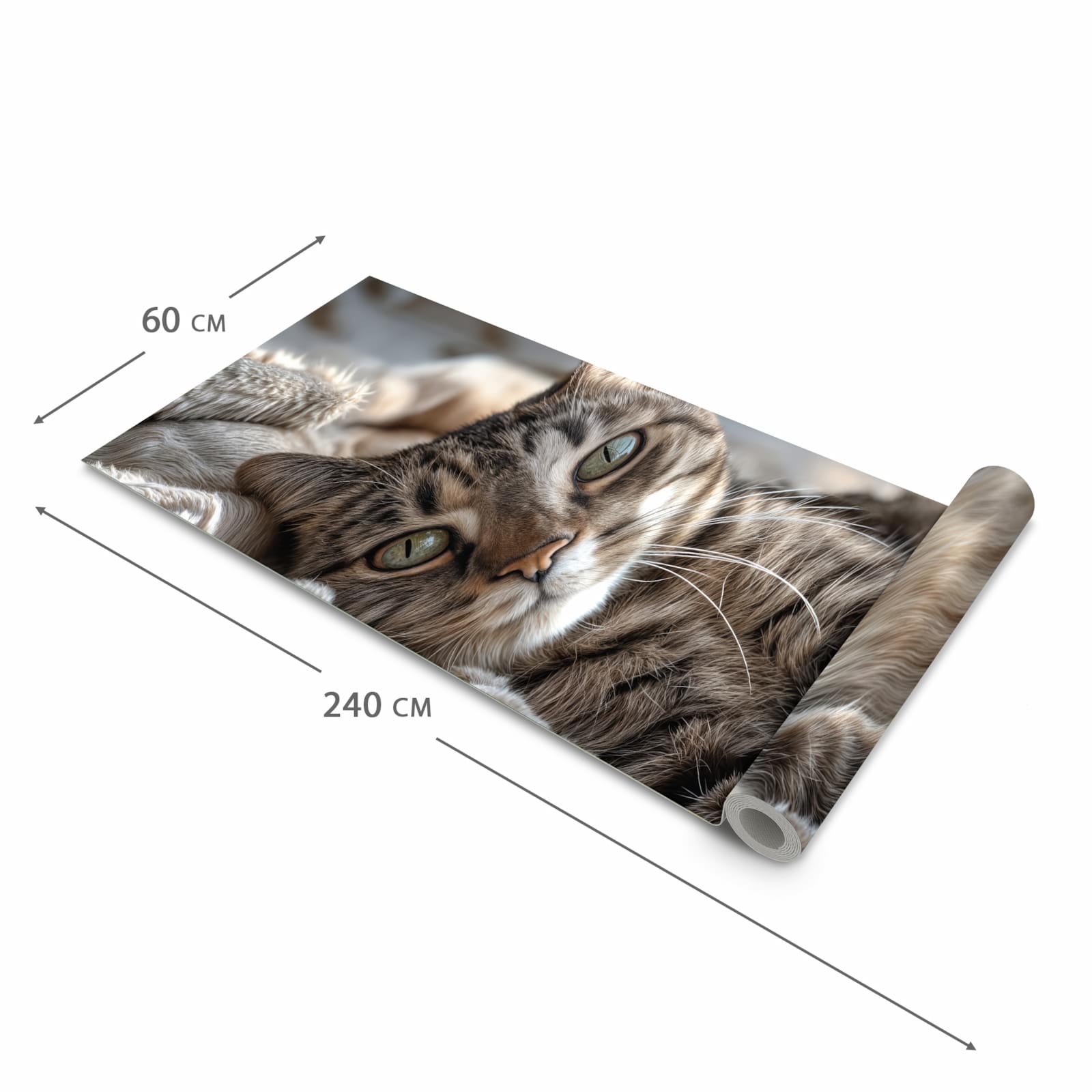 Waschbarer Küchenläufer mit Motiv Gemütliche Katze in der Grösse 60x120 cm für Ordnung