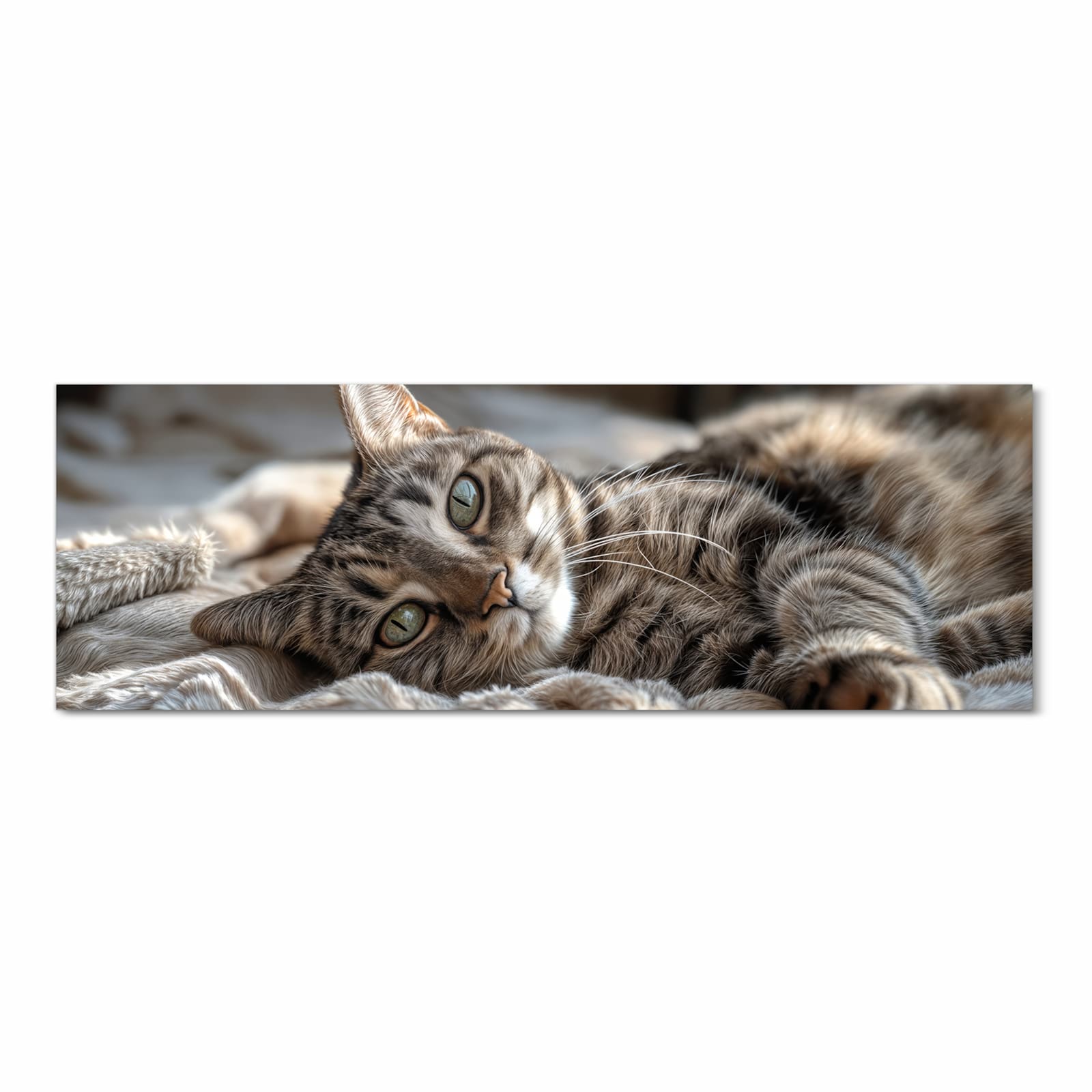 Fleckenresistenter Küchenläufer mit Motiv Gemütliche Katze in Frontansicht