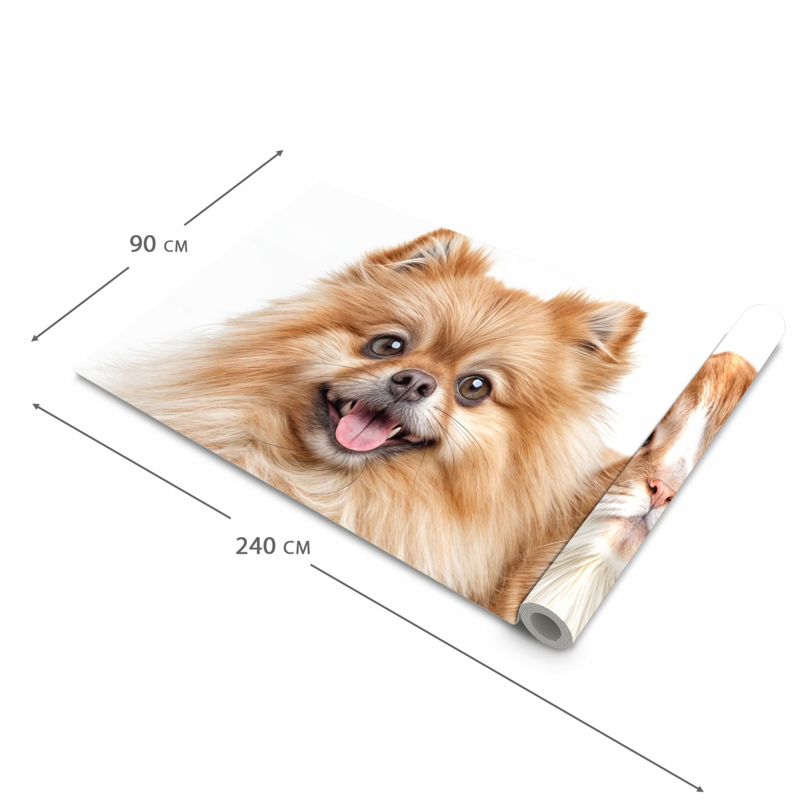 Langlebiger waschbarer Küchenläufer mit Motiv Hund und Katze in der Grösse 60x120 cm