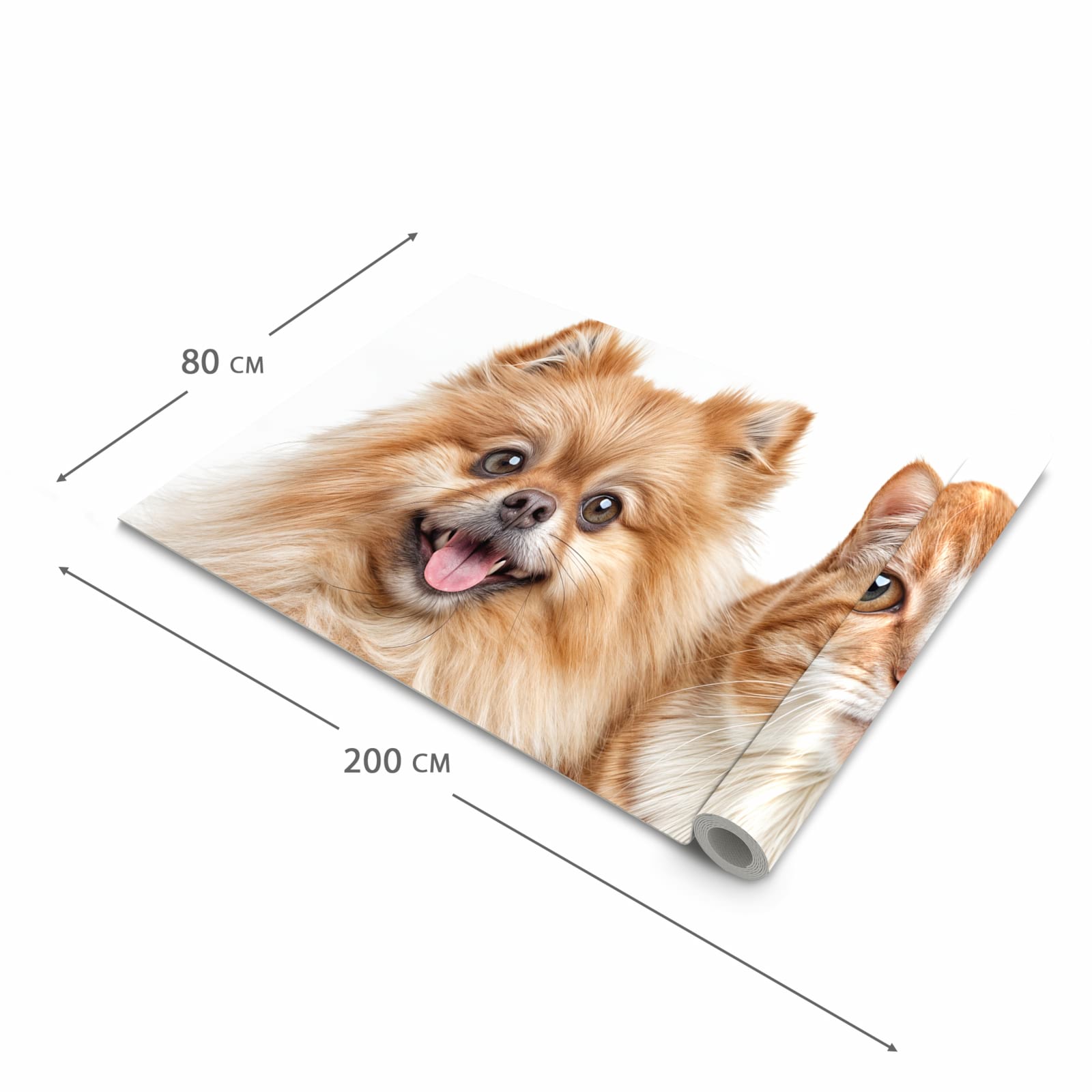 Pflegeleichter Küchenläufer mit Motiv Hund und Katze in der Grösse 60x120 cm