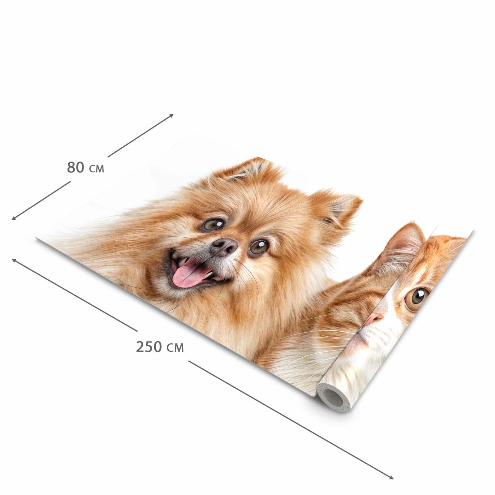 Waschbarer Küchenläufer mit Motiv Hund und Katze in der Größe 60x120 cm, angenehme Haptik