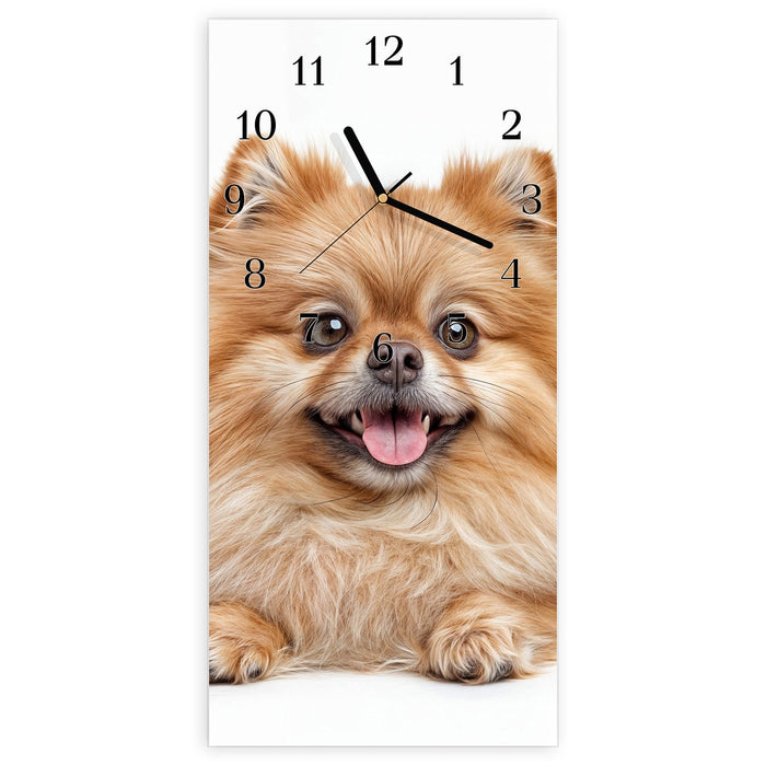 Wanduhr Hund und Katze aus Glas – Hochformat 30 × 60 cm mit Ziffernblatt Klassisch