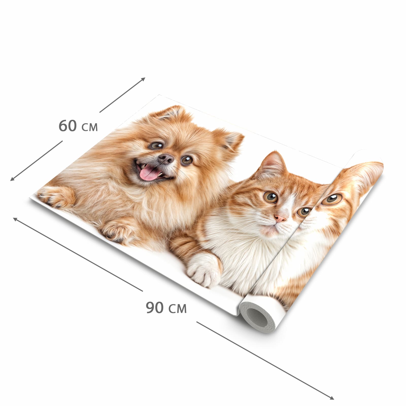 Rutschhemmender Küchenläufer mit Motiv Hund und Katze in der Grösse 60x120 cm