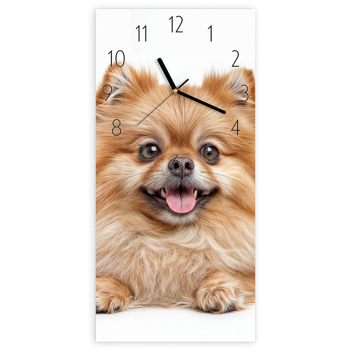 Wanduhr Hund und Katze aus Glas – Hochformat 30 × 60 cm mit Ziffernblatt Elegant