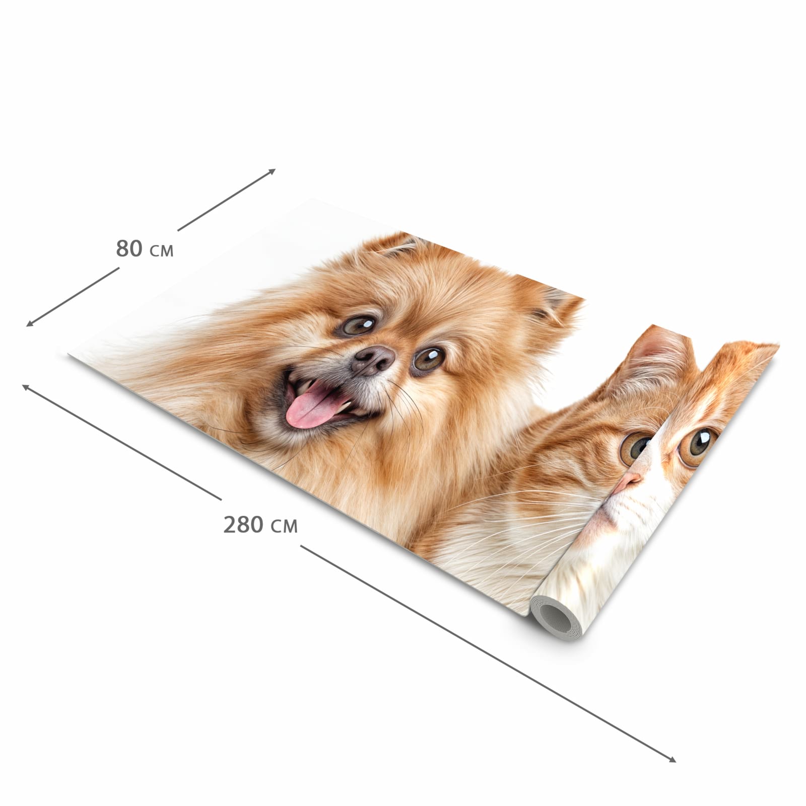 Hygienischer rutschfester Küchenläufer mit Motiv Hund und Katze in der Grösse 60x120 cm