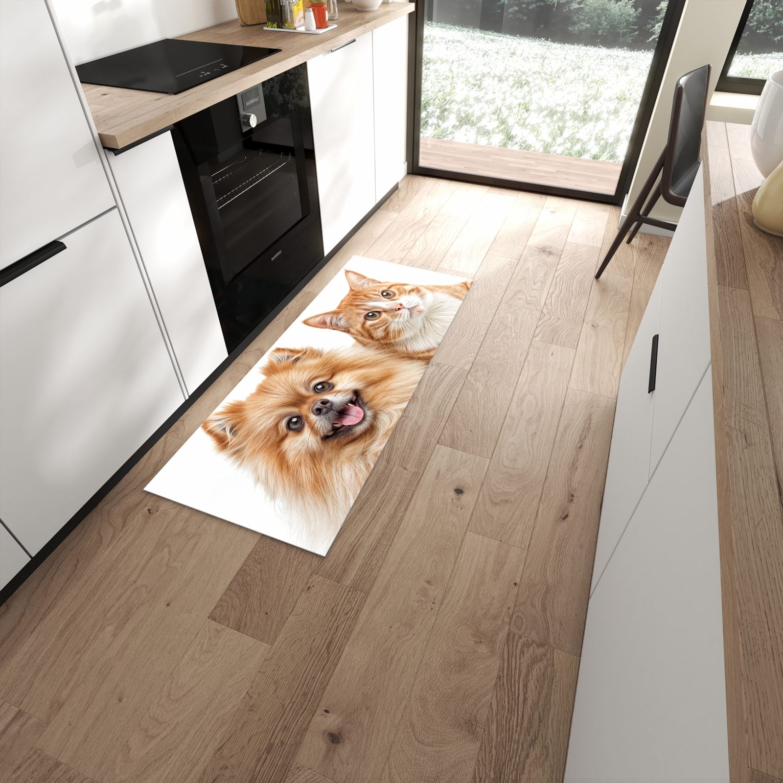Küchenvorleger mit Motiv Hund und Katze für angenehme Haptik in moderner Küche #grösse_60 x 150 cm
